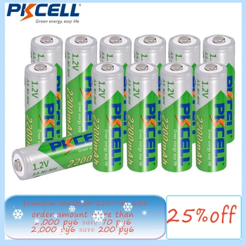 12 x PKCELL AA Baterijas NiMH Akumulatori 1.2 V 2200mAh Zemu pašizlādi, Izturīgs 2A Bateria Rotaļu Un Kameras