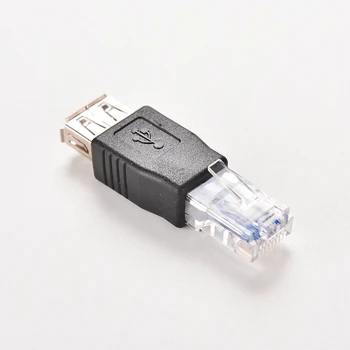Black Portable USB Sieviete Ar Ethernet RJ45 Vīrietis Ar USB 2.0 AF Sieviete Adapteris Savienotājs Kabeļu Tīkla Ethernet Pārveidotājs Plug