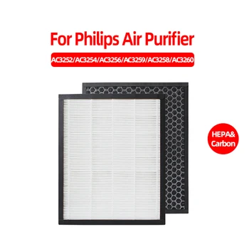 Par Philips Gaisa Attīrītājs AC3252/AC3254/AC3256/AC3259/AC3258/AC3260 Nomaiņa HEPA Filtrs FY3433 Un Oglekļa Filtrs FY3432