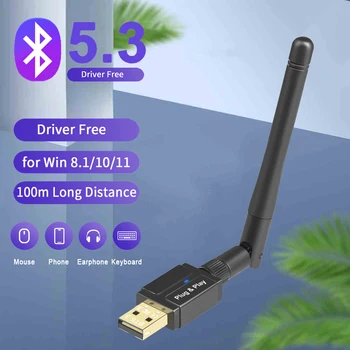 USB Bluetooth 5.3 Adapteri PC Speaker Peli Mūzikas Audio Uztvērēju, Raidītāju, Bluetooth Dongle, lai Uzvarētu 10 11 Grozāms Antena