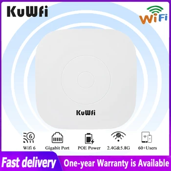 KuWFi 1800Mbps WiFi 6 Router Wifi POE Piekļuves Punkts, Wifi Acs Bezvadu Griestu AP 2.4 G&5.8 G Gigabit Piekļuves Punkts Signāla Pastiprinātājs