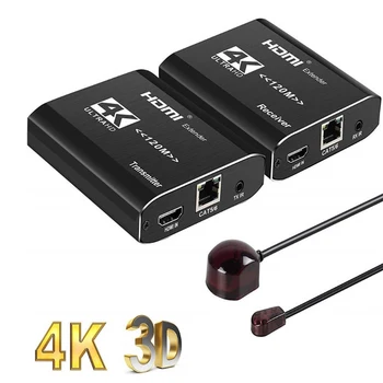 4K HDMI Paplašinātājs IS 120m HDMI Paplašinātājs RJ45 3D HDMI Paplašinātājs Raidītājs Uztvērējs Cat5e/Cat6 Kabeli PS4 Apple TV