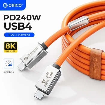 ORICO USB4 Kabeļu 240W Saderīgu Thunderbolt 4 Video 8K60Hz PD3.1 USB C Ātrās Uzlādes Datu Pārsūtīšanas Silikona par Macbook iPhone