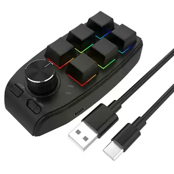 Makro Pasūtījuma Tastatūras RGB USB Vadu 6 Galvenie Kloķi Mehāniskā Tastatūra Karstā Mijmaiņas Plānošanas Spēļu Photoshop Mini Tastatūru E0T8