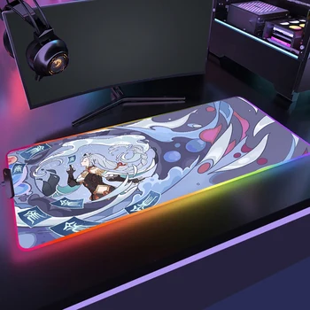 Datoru Spēļu Peles Paklājs Ar Backlit HD LED Drukas Spēle peles paliktnis RGB Genshin Ietekmes neslīdoša Liela Pele Pad Spēli Klēpjdatoru Paklāju