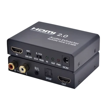 4K 60HZ HDMI, HDMI ar Audio LOKA Optisko SPDIF Toslink + 3.5 mm/RCA Stereo ar 2/5.1 CH YUV4:4:4 HDMI Audio Extractor
