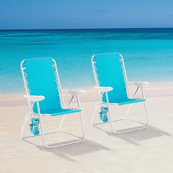 2-Pack Balstiem Alumīnija Bungee Pludmales Krēsls, Red White & Blue Stripe āra krēslu pludmales krēsli zvejas krēsls
