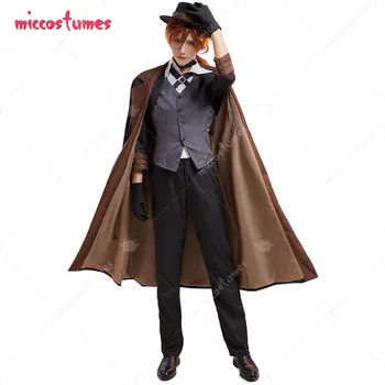 Unisex Nakahara Cosplay Kostīms Apģērbs, kas ar Cepuri Vīrieši Ilgi Jaka halloween kostīms