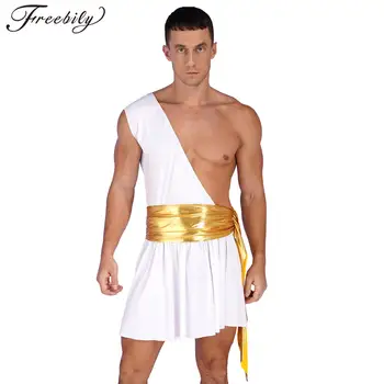 Vīriešu Seno Grieķu Dievu Gladiator Lomu Spēļu Kostīmu Viena Pleca, Metāla Siksnas Kleita Halloween Karnevāla Puse Cosplay Kostīms