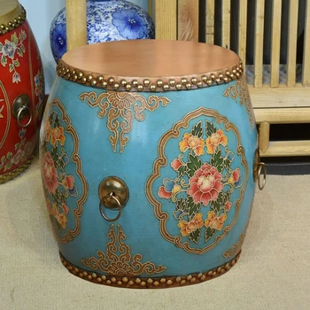Pātagot Bungas Stils Koka Taburete Ķīniešu Stila Glezniecības Solis Taburete Izgatavota no Vecās masīvkoka Sols, viesistaba, Dīvāns Ieejas