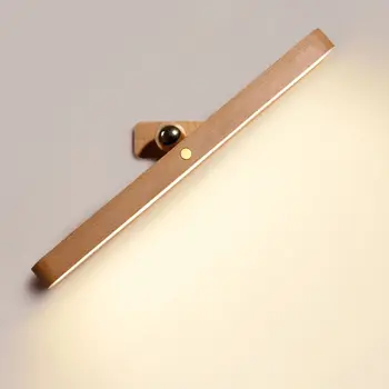 360° Pagriezt LED Nakts Vieglo Portatīvo Magnētisko Sienas Lampa USB Uzlādes Koka Spoguļa Priekšā Aizpildīt Gaismas Guļamistaba Dekori Kumodes Lampas